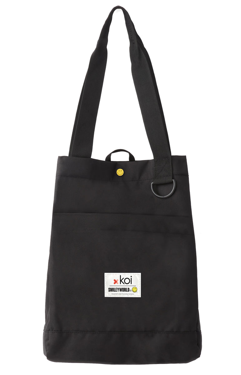 ＊韓国＊［COOL SMILE CLUB］Cool Canvas Tote Large Black Large Black Smile Tote Bag With Zipper – SweetWid