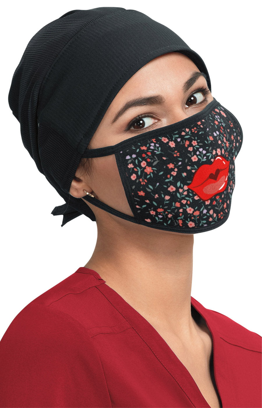 Knit Fashion Mask Floral Lips