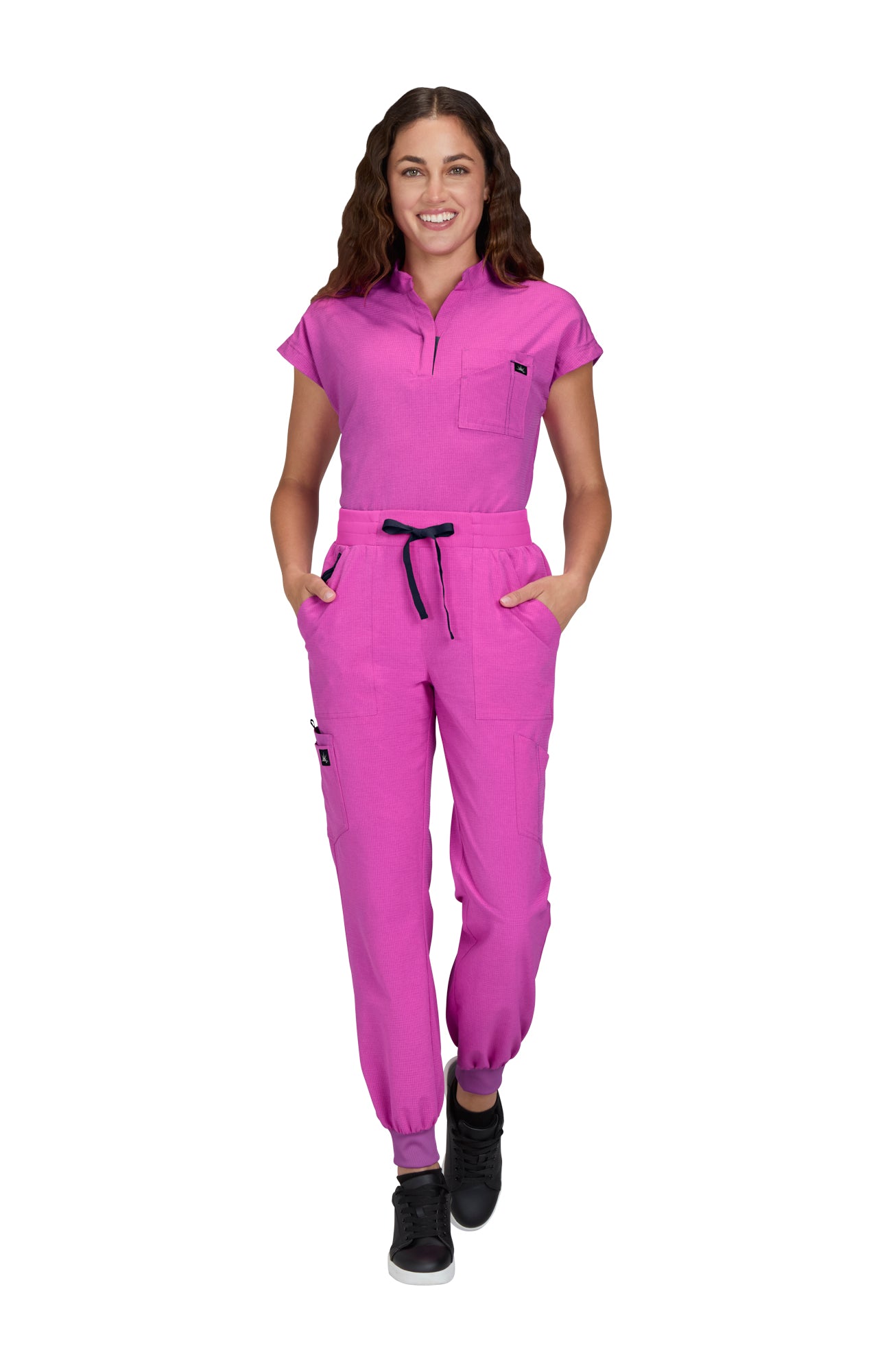 国内外の人気集結！ Solis x koi Catrin Women's 2-Pocket Zipper-Neck Scrub Top 心理学