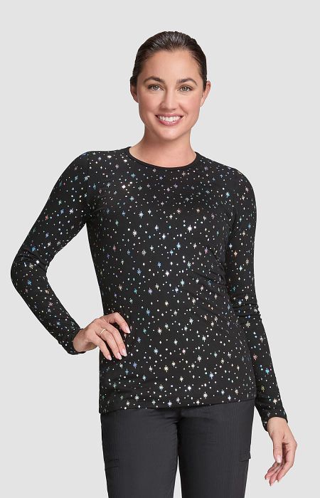 Tessa Tee Black Iridescent Twinkle Pattern