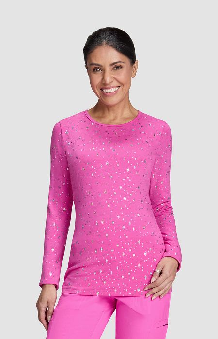 Tessa Tee Hibiscus Pink Iridescent Twinkle Pattern