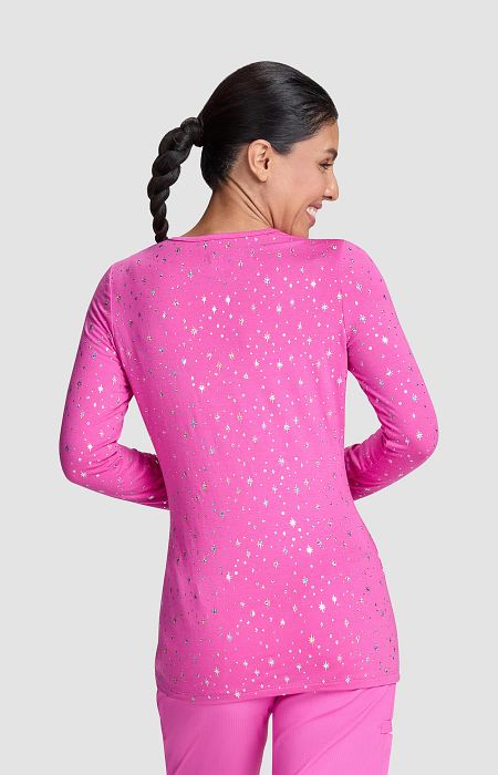 Tessa Tee Hibiscus Pink Iridescent Twinkle Pattern