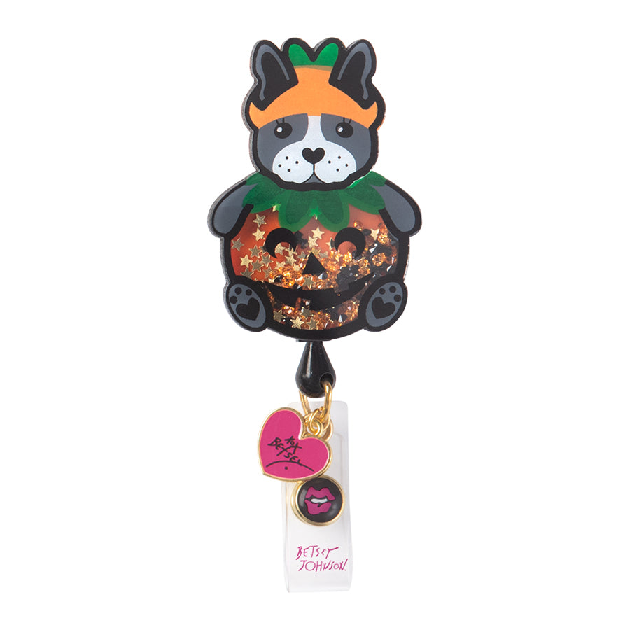 Betsey Retractable Badges Pumpkin Dog