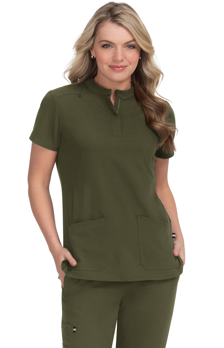Driven Women's 4-Pocket Mandarin Collar Scrub Top – koihappiness