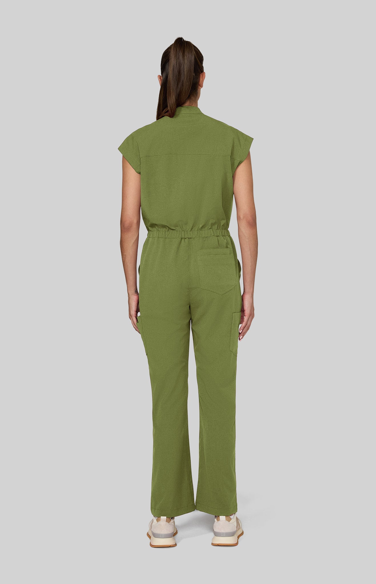 Solis x koi Anja Women's 11-Pocket Jumpsuit Martini Olive