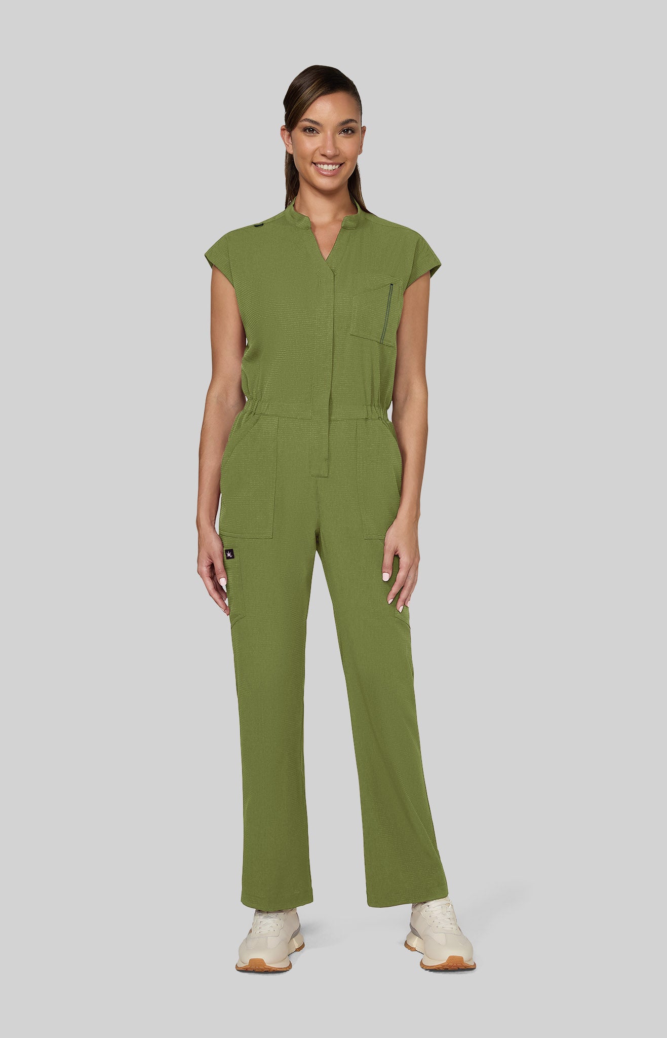Solis x koi Anja Women's 11-Pocket Jumpsuit Martini Olive