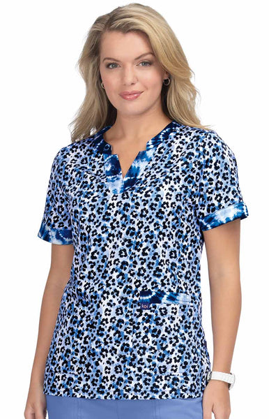 Elena Women s 3 Pocket Split Neck Print Scrub Top koihappiness