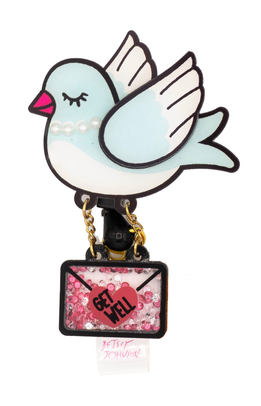 Collier Bavoir Betsey Johnson Fleur, Oiseau Et Papillon - Strass, Perles, Or Rose - Longueur 10 Pouces + Rallonge