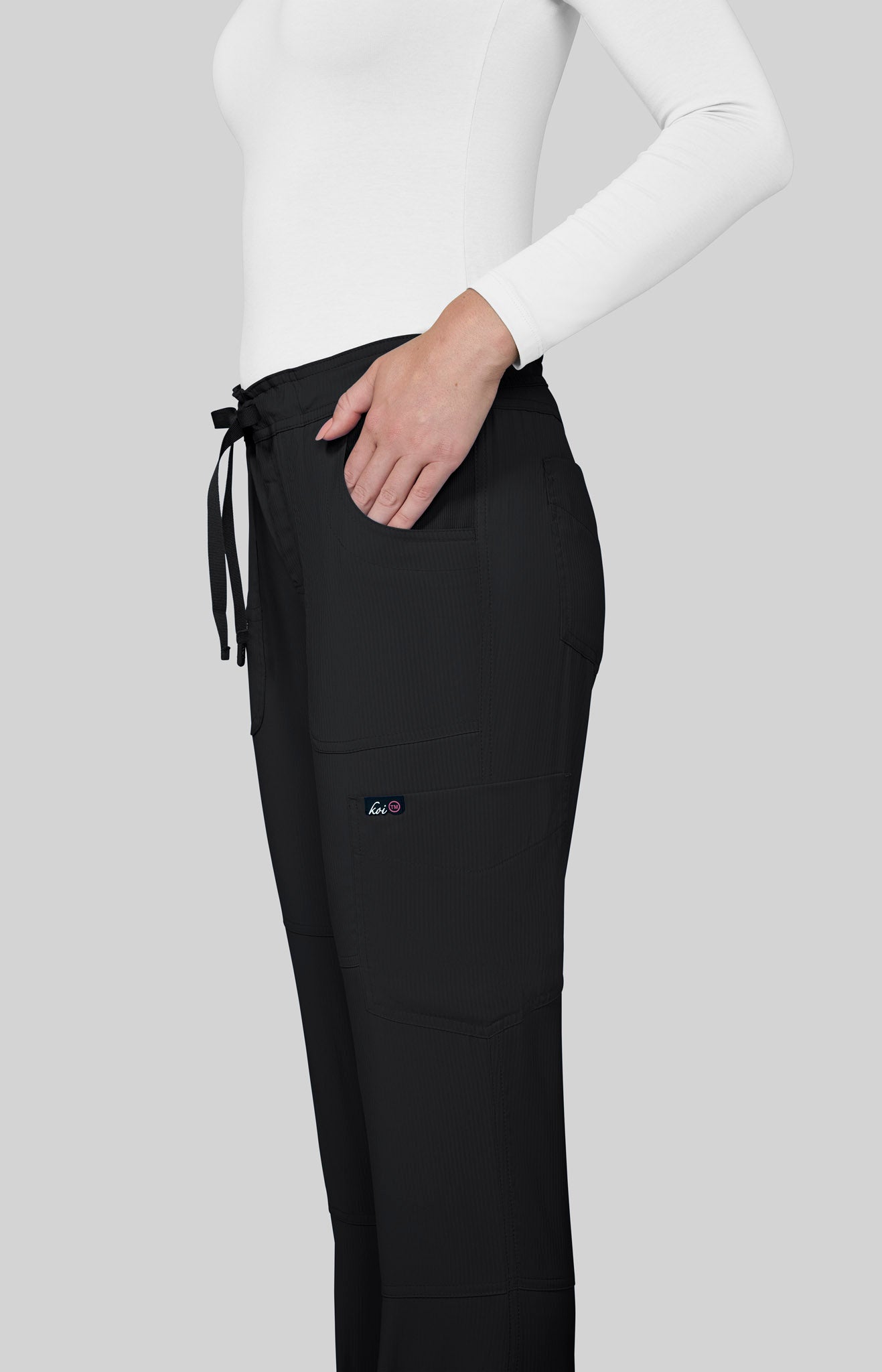 koi Lite Peace Women's 6-Pocket Stretch Scrub Pants Black
