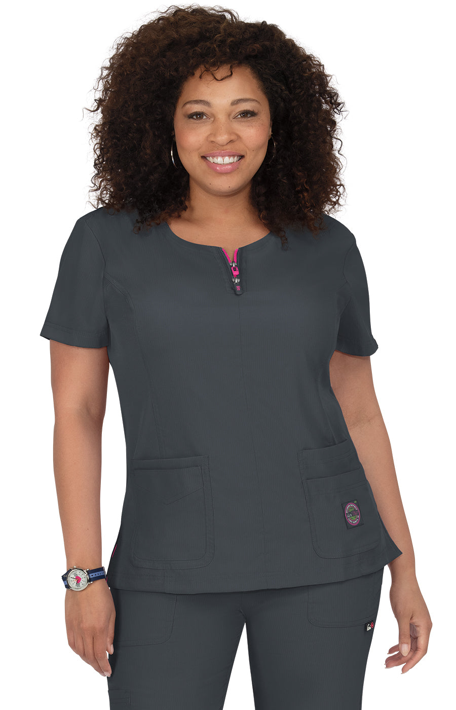 Serenity Women's 4-Pocket Zipper Neck Scrub Top – koihappiness