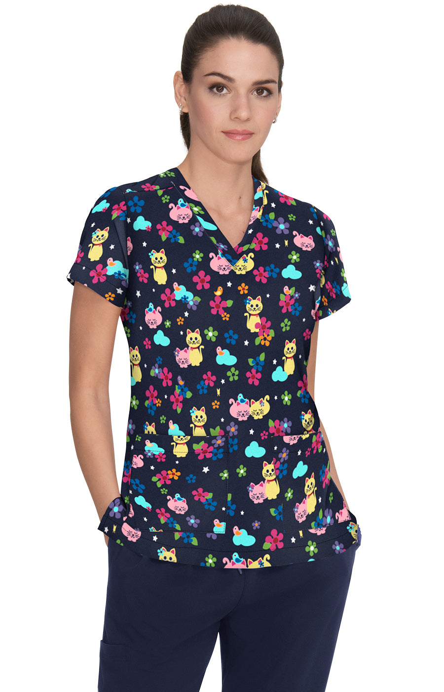 Lulu Women's 2-Pocket Print Scrub Top – koihappiness