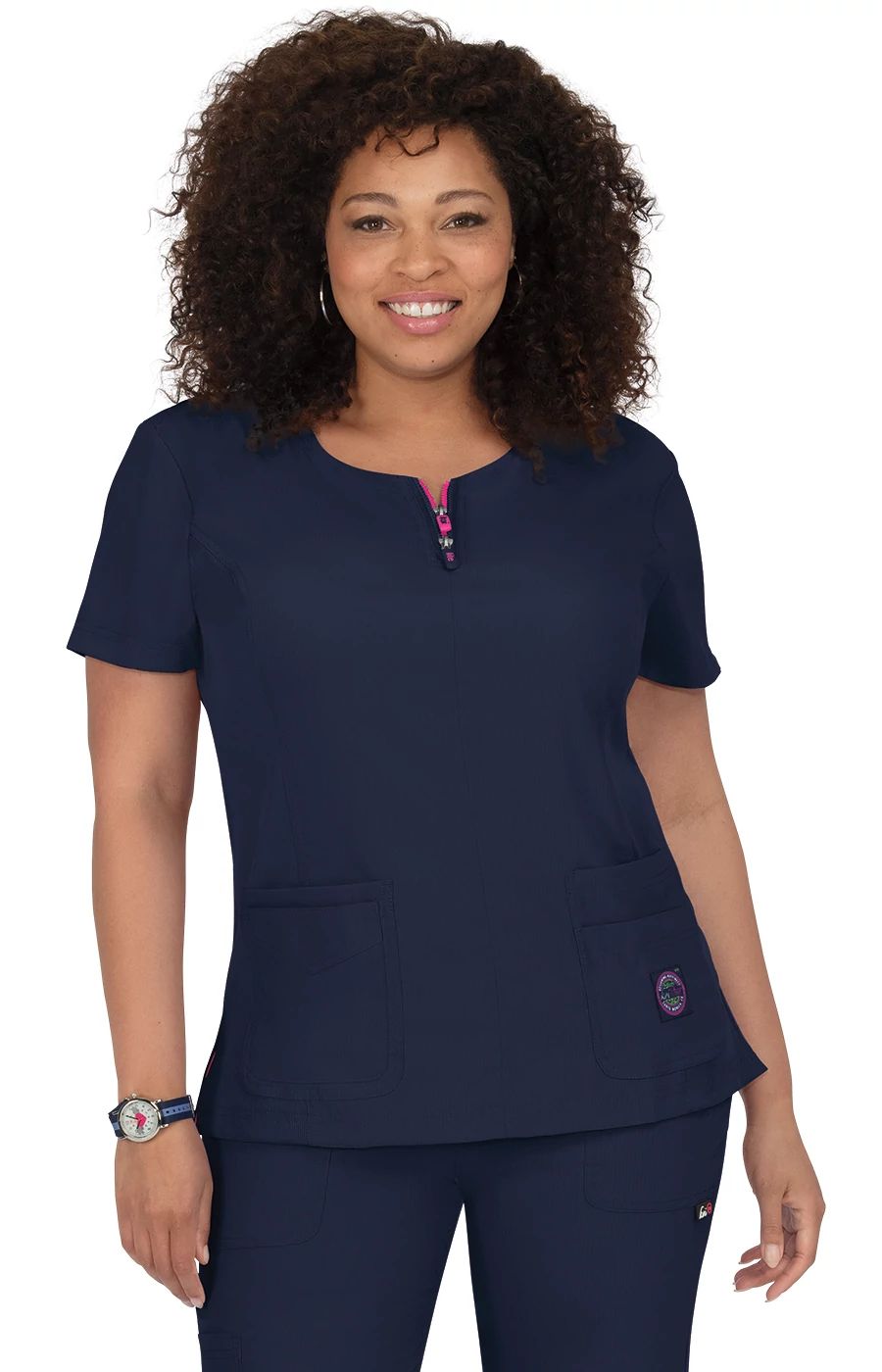 Serenity Women's 4-Pocket Zipper Neck Scrub Top – koihappiness