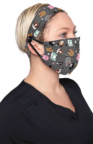Fashion Mask + Headband Set Raining Cats+Dogs