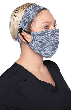 Fashion Mask + Headband Set Zebra Snake Burnout Heather Grey