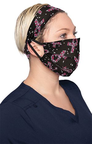 Fashion Mask + Headband Set Breast Cancer Butterfly