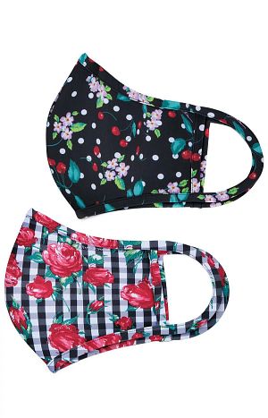 Reversible Fashion Mask 2-pc Cherry Bomb & Gingham Rose