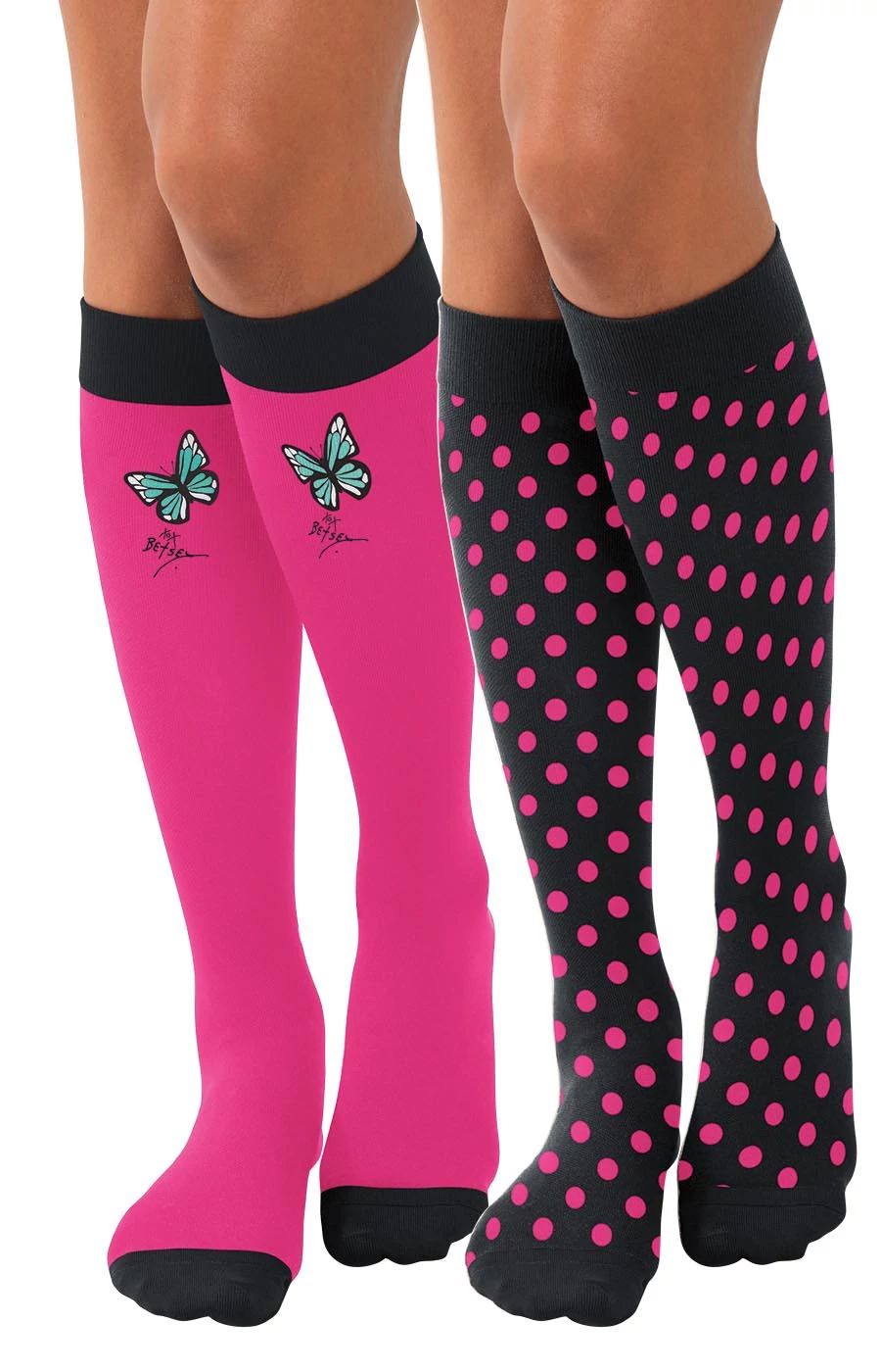 compression-socks-2-pac-polka-butterfly