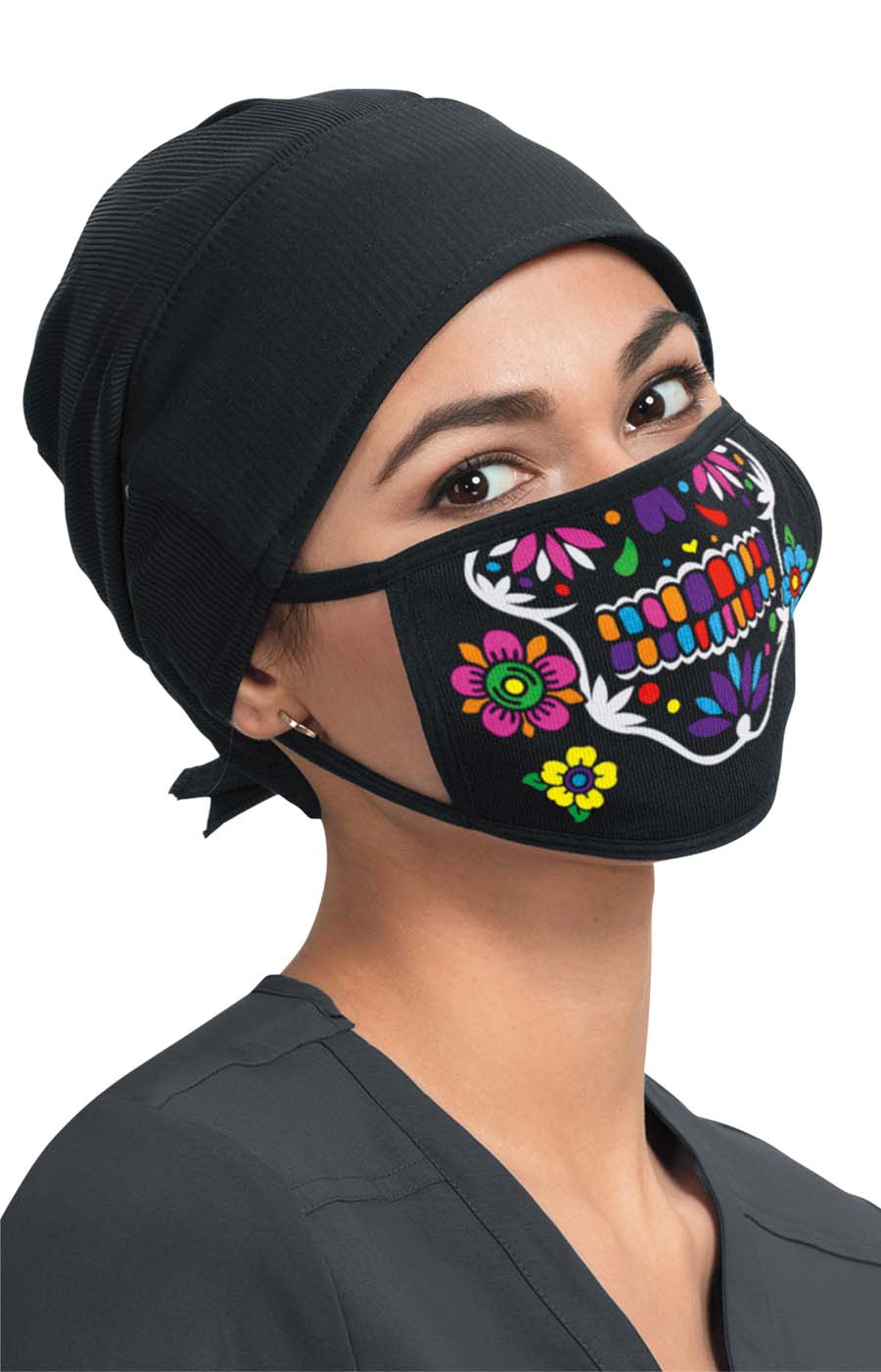 Knit Fashion Mask Day of The Dead Rainbow
